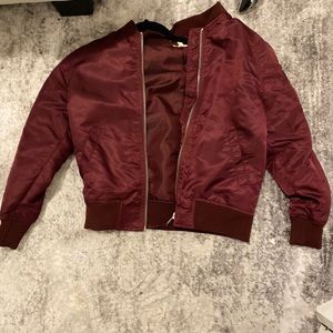 Urban outfitters maroon bomber jacket